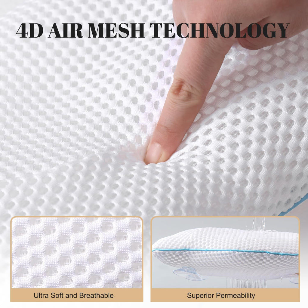 Non Slip Bath Pillow, Luxury Spa Bathtub Head & Neck Rest Support, Permeable Quick Drying Air Mesh Tub Pillow with 4