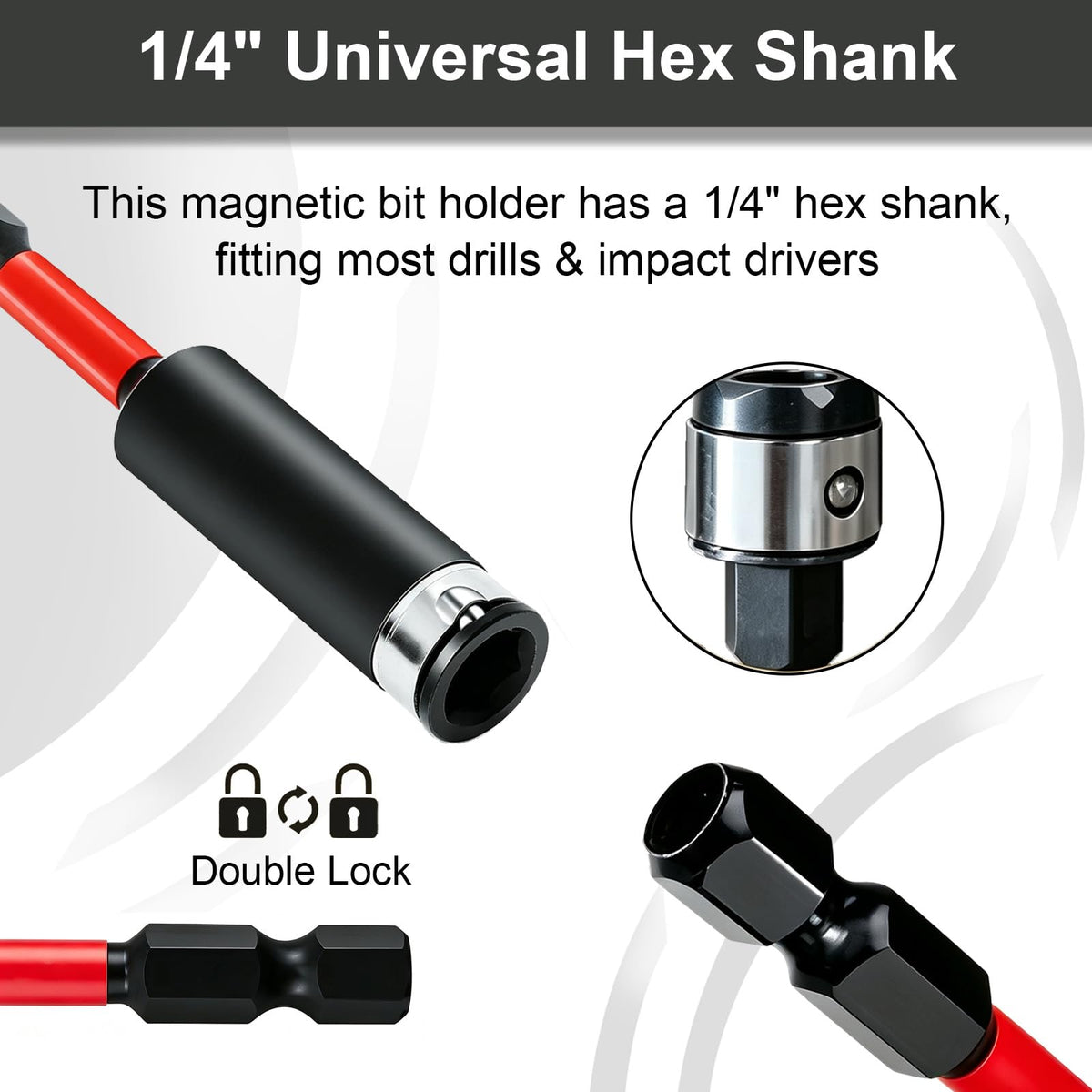 Magnetic Bit Holder 1/4" Hex Shank Quick-Change S2 Steel (3 inch)