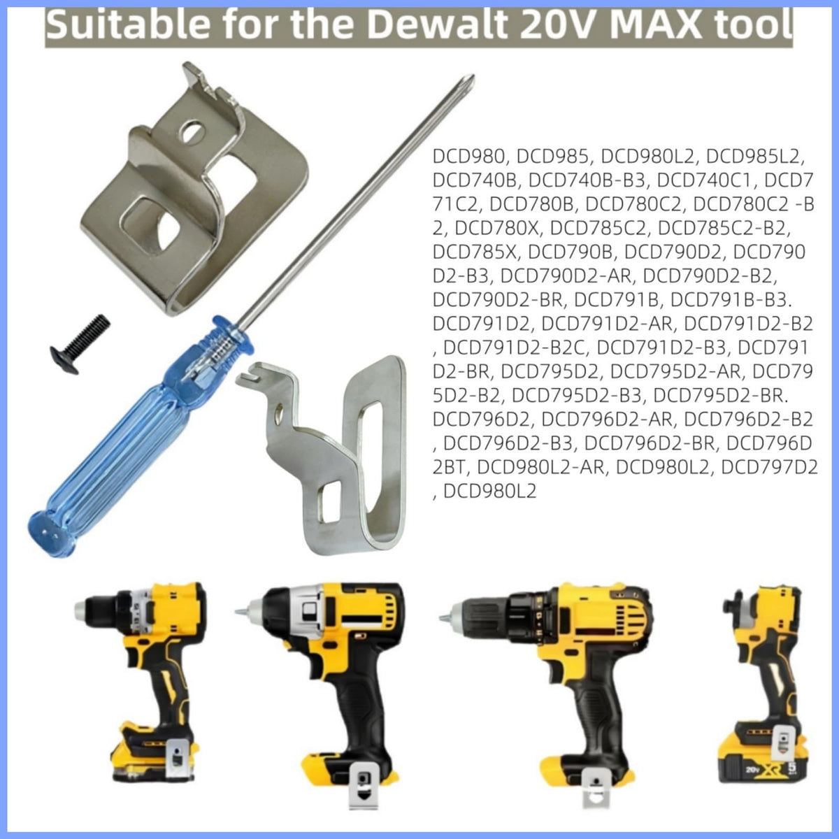 N268241 N086039 Stainless Steel Drill Holder Belt Clip & Hooks