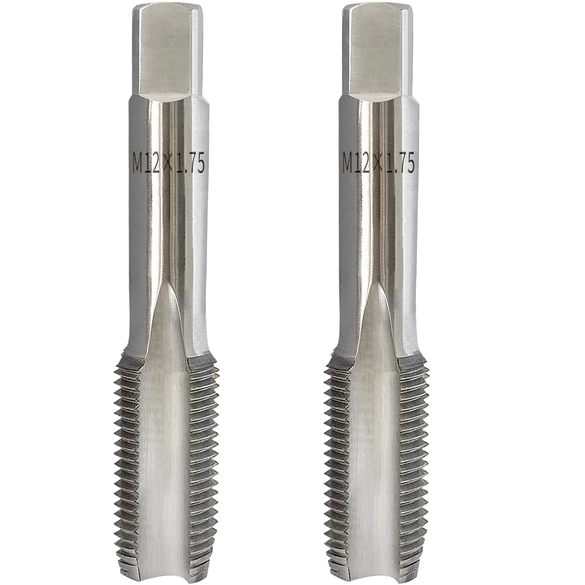 2Pcs M12 x 1.75 Metric Right-Hand Thread Tap, Hand M12x1.75 Taper & Plug Thread Tapping Tool for Cutting Internal Threads, Made of Alloy Tool Steel