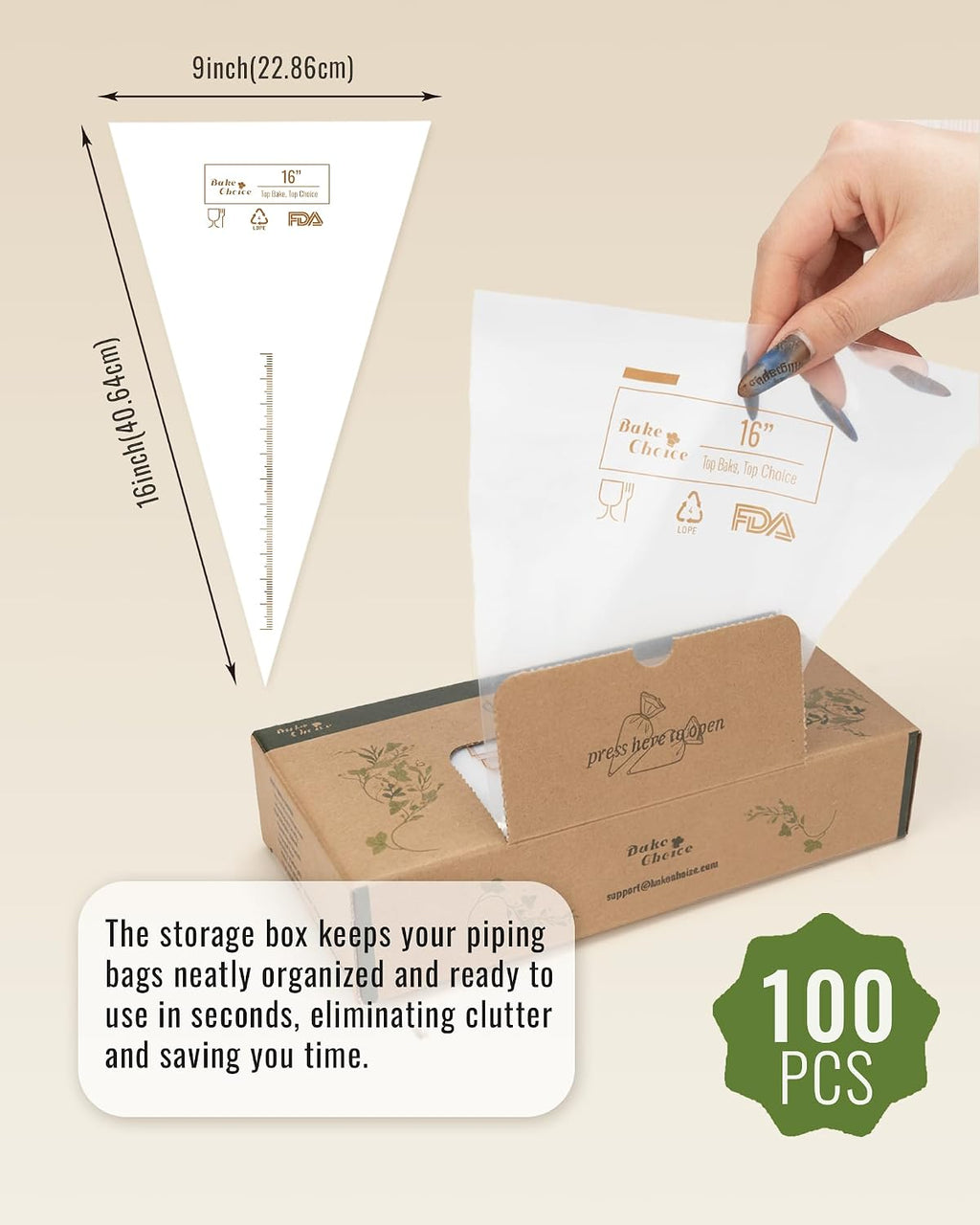 16 Inch Large Piping Bags, 100 Thickened Disposable Pastry Bags