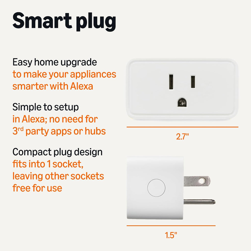 Smart Plug, Works with Alexa Only, Voice Control, Remote APP Control, Schedule, Compact Design, Versatile, 2.4 GHz