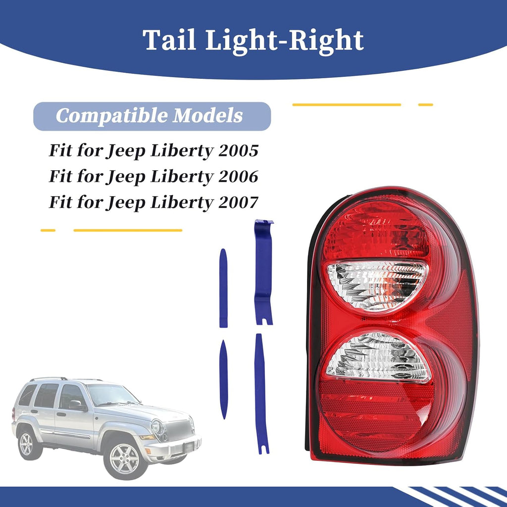 Right Tail Light Compatible with Jeep Liberty 2005 2006 2007 Replace 55157060AG CH2801158 Taillight Assembly