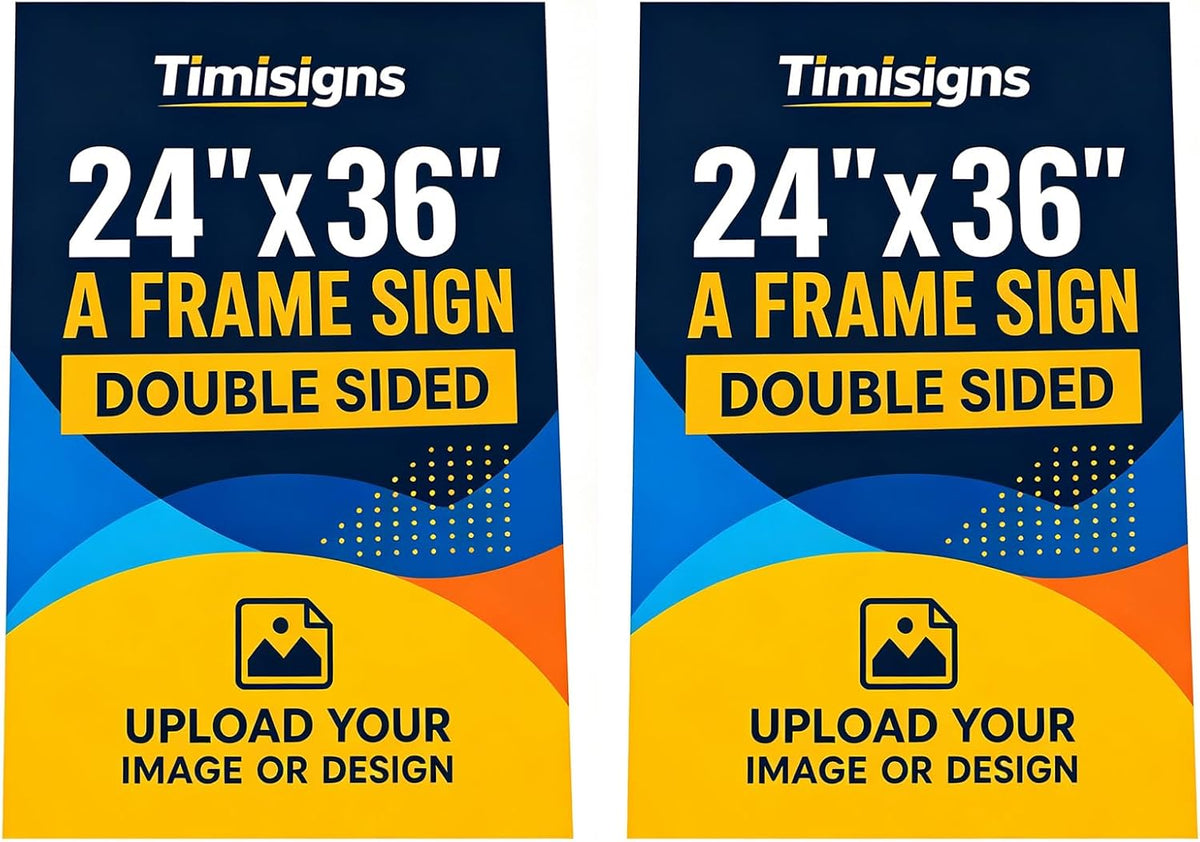 24x36 Inch Heavy Duty Slide-in A-Frame Sidewalk Sign, Double-Sided Folding Steel Metal Sandwich Board Pavement