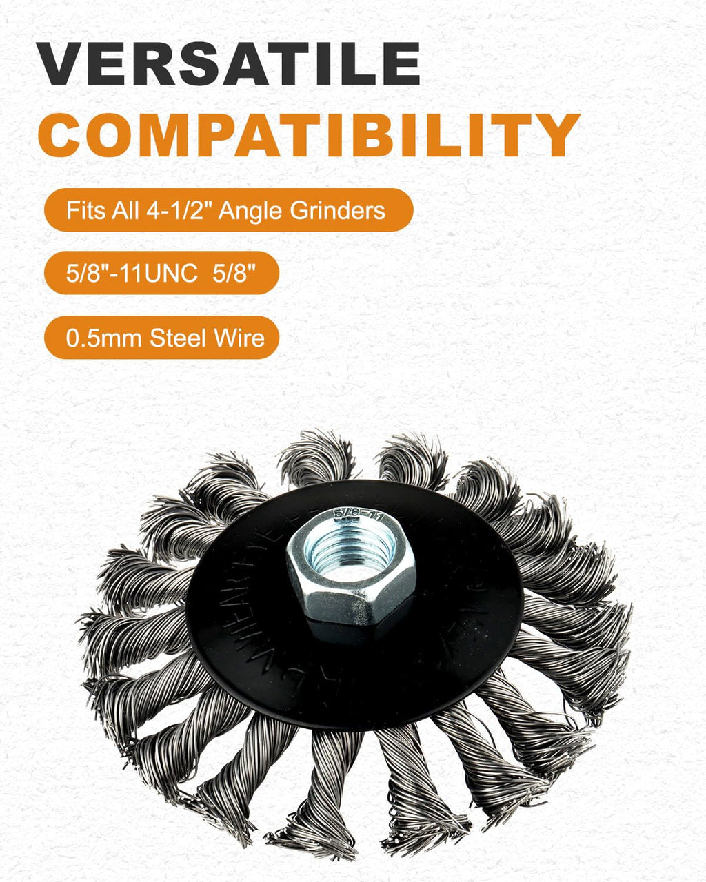 9 Pack 4 Inch Wire Wheel for 4 1/2 Angle Grinder, with 5/8" Thread Arbor