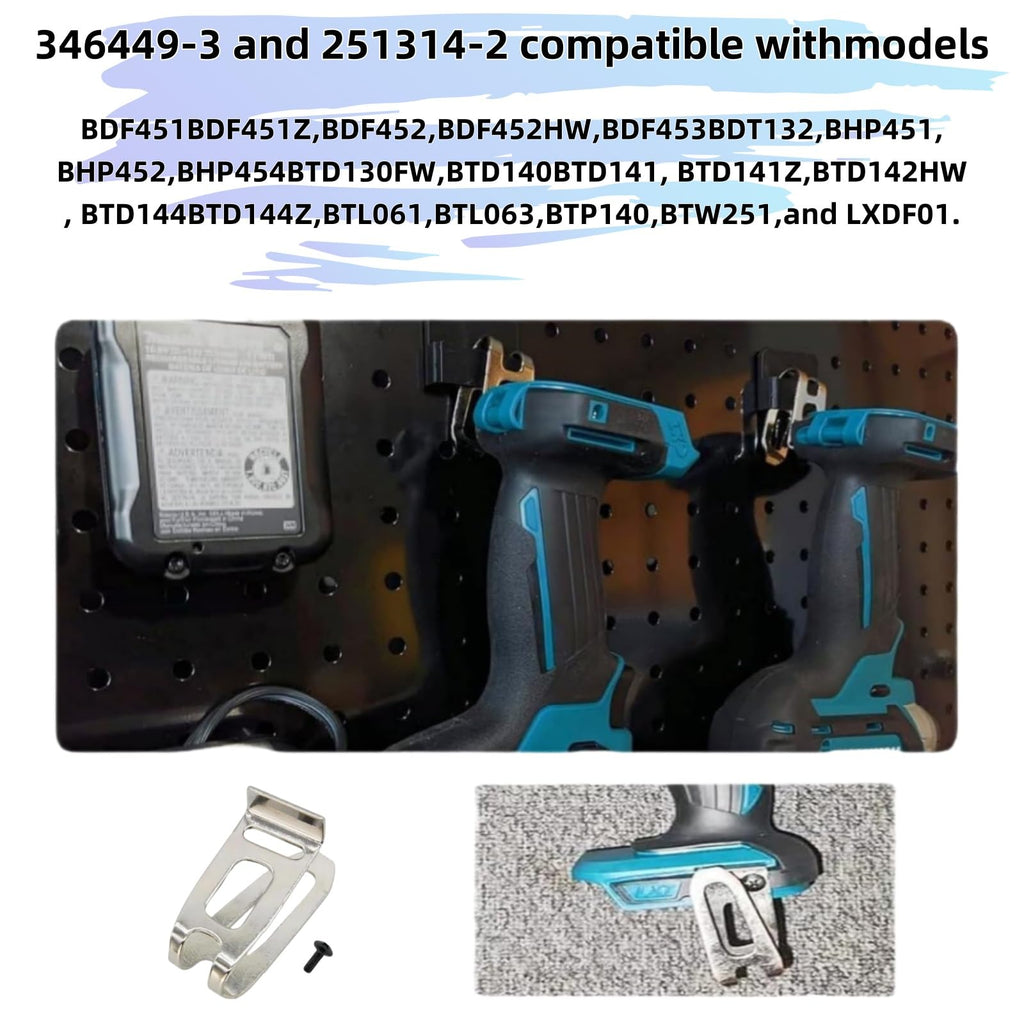 （6pack）251314-2 and 346449-3 Belt Clip and Screw Kit for Belt Hooks Replaces Makita Cordless Tools 324705-1 346034-2 346317-0 324553-8