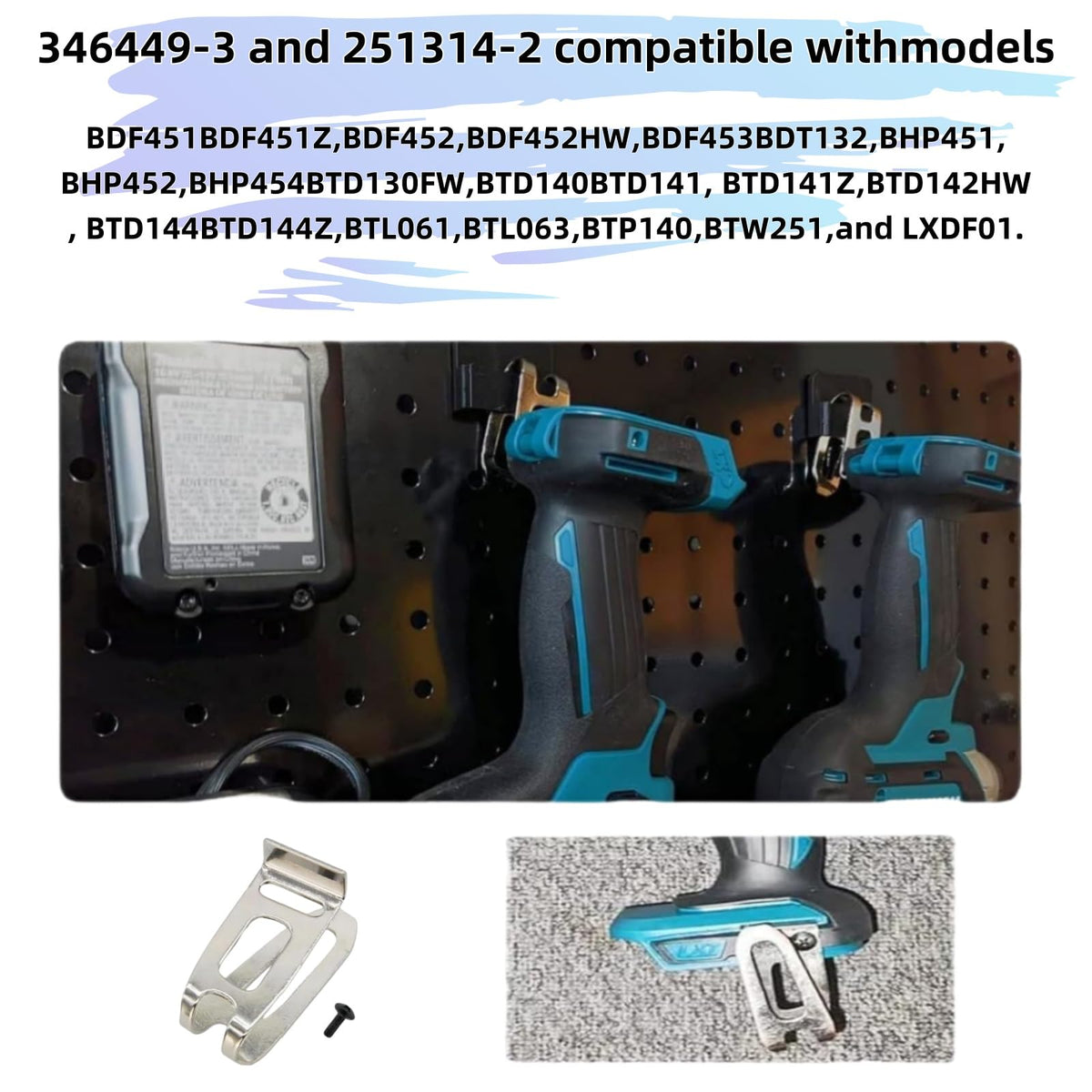 （6pack）251314-2 and 346449-3 Belt Clip and Screw Kit for Belt Hooks Replaces Makita Cordless Tools 324705-1 346034-2 346317-0 324553-8