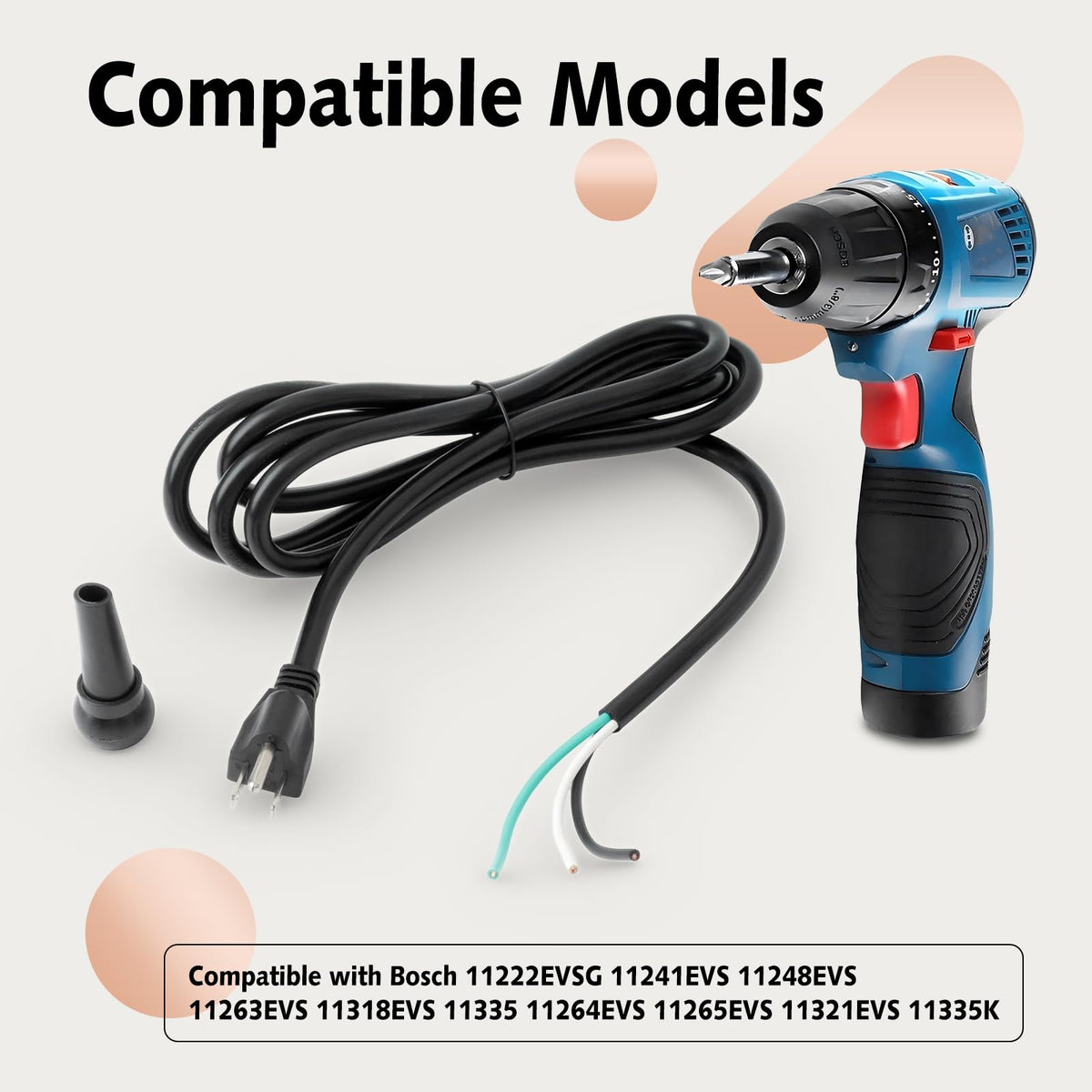 WPXITOO 1614461035 Hammer Drills Power Cord Compatible with Bosch