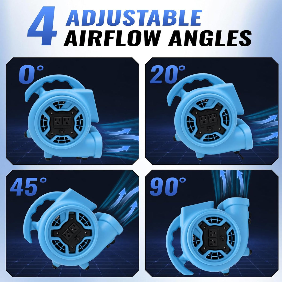 Air Mover 1/4 HP 1000 CFM, Portable Centrifugal Blower Fan, Floor Drying, Daisy Chain, Stackable, with Timer