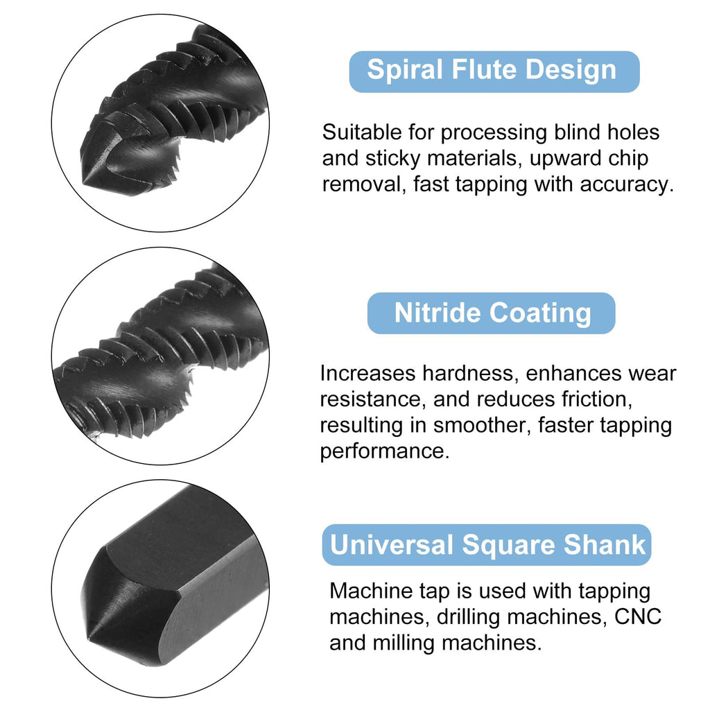 uxcell 6pcs Metric Spiral Flute Thread Taps, M6 x 1 H2 Screw Threading Tap, Nitride Coated 6542 High Speed Steel Machine Tapping Tools for Machinist Repair