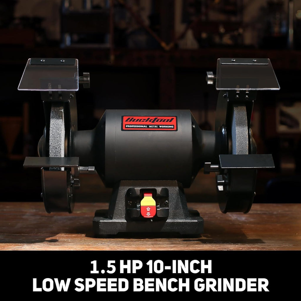 BUCKTOOL 10" 1.5HP Low Speed Bench Grinder,High Precision Wobble Free Wheel
