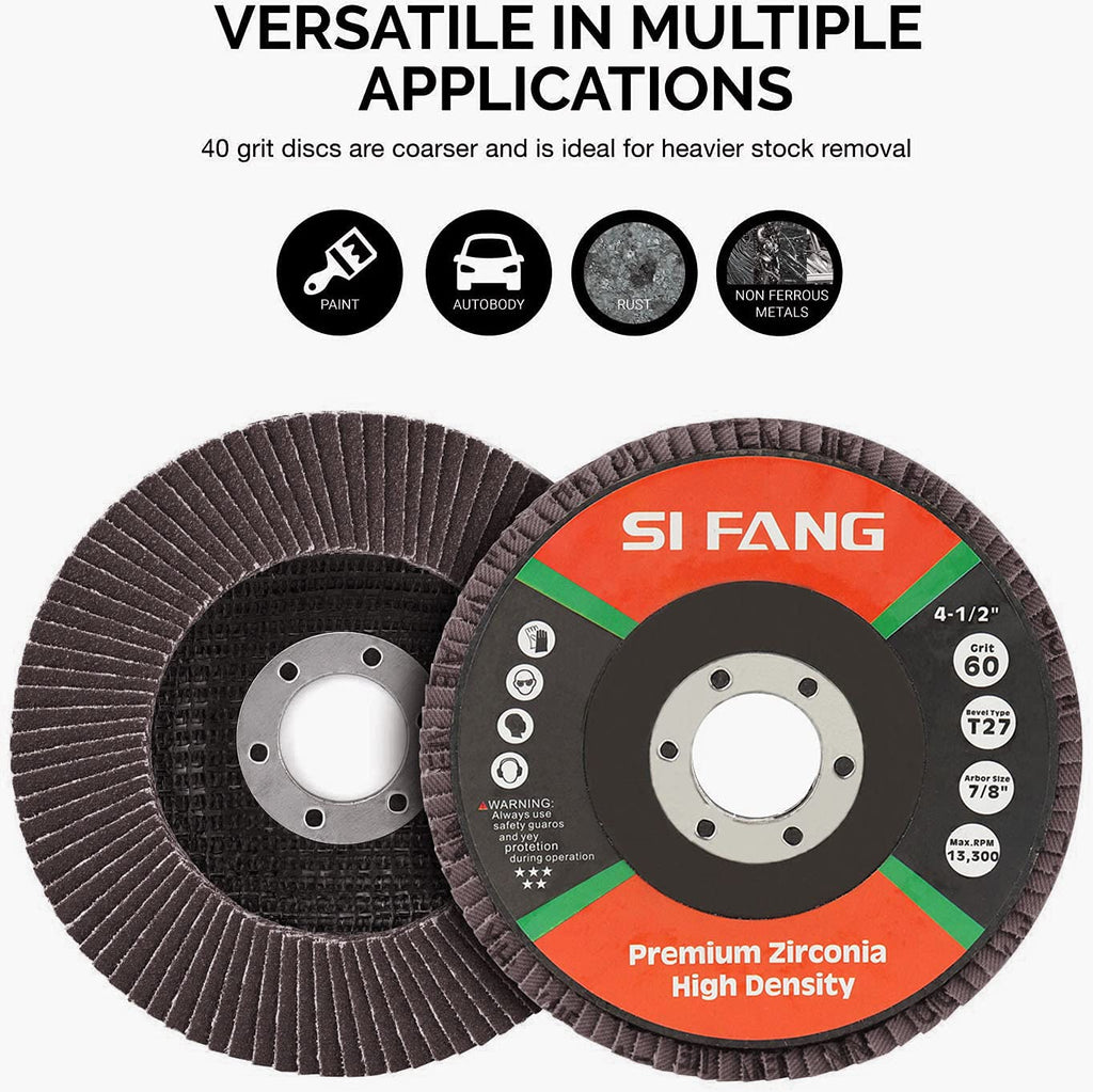 SI FANG 320 Grit Flap Discs 4 1/2 inch for Angle Grinder 10 Pack Type 29