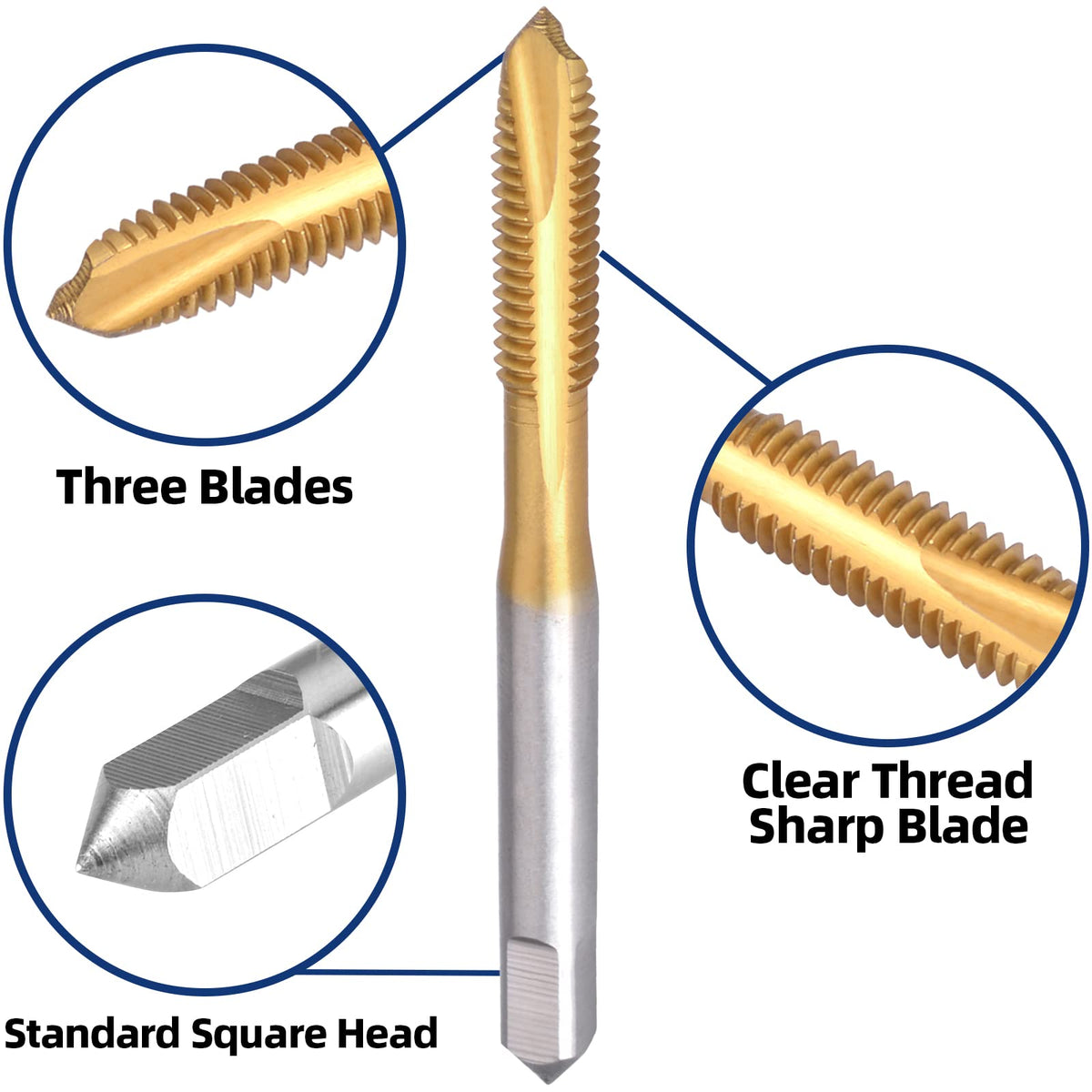 Burkit 2pcs M6 Titanium Coated Spiral Point Tap