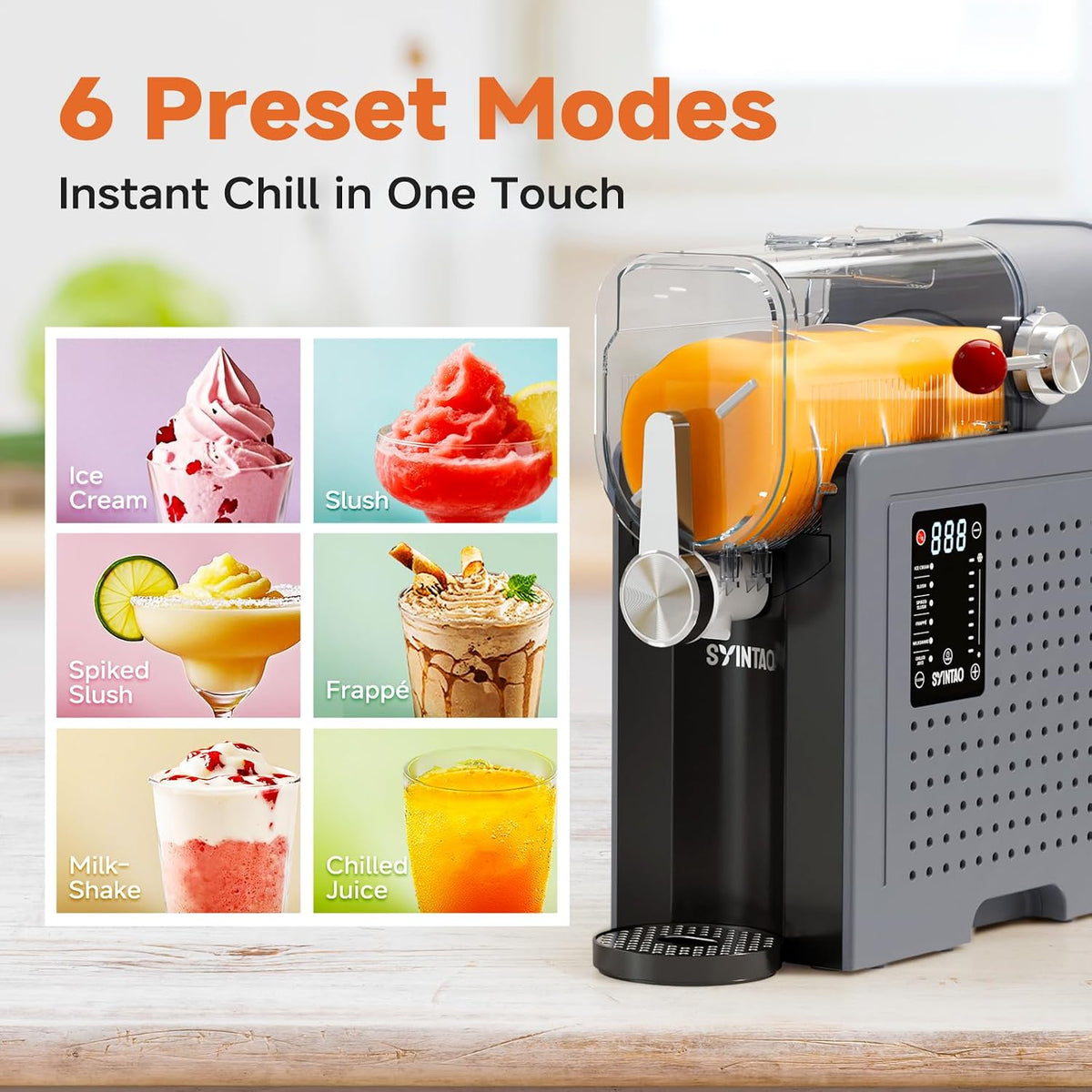 Slushie Machine for Home, Soft Serve Ice Cream Machine, 88oz Vessel Slushy Machine with 6 Preset Programs, Frozen