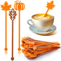 50 Pack Fall Coffee Stirrers, 6 Inch Plastic Swizzle Sticks