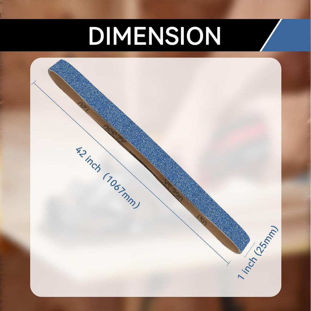 1x42 Inch Sanding Belts 12 Pcs 3 Grits Sizes (4 Each of 80/120/150 Grits) Heavy Duty Belt Sander Zirconia Belt Sander Paper for Wood, Metal, Stainless Steel, Cars, and Furniture