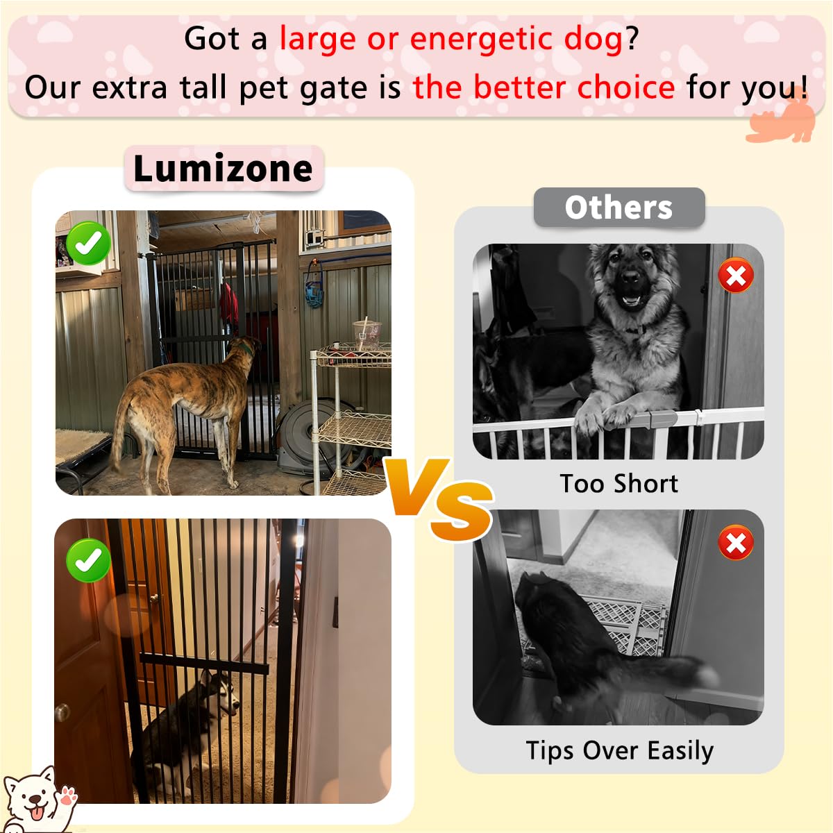 61.02" x 30.12-34.05" Wide Extra-Tall & Extra-Wide Adjustable Hardware/Pressure-Mounted Pet & Child Safety Gate with Dual-Lock Walk-Through Swing Door for Stairs, Hallways & Wide Doorways — Black