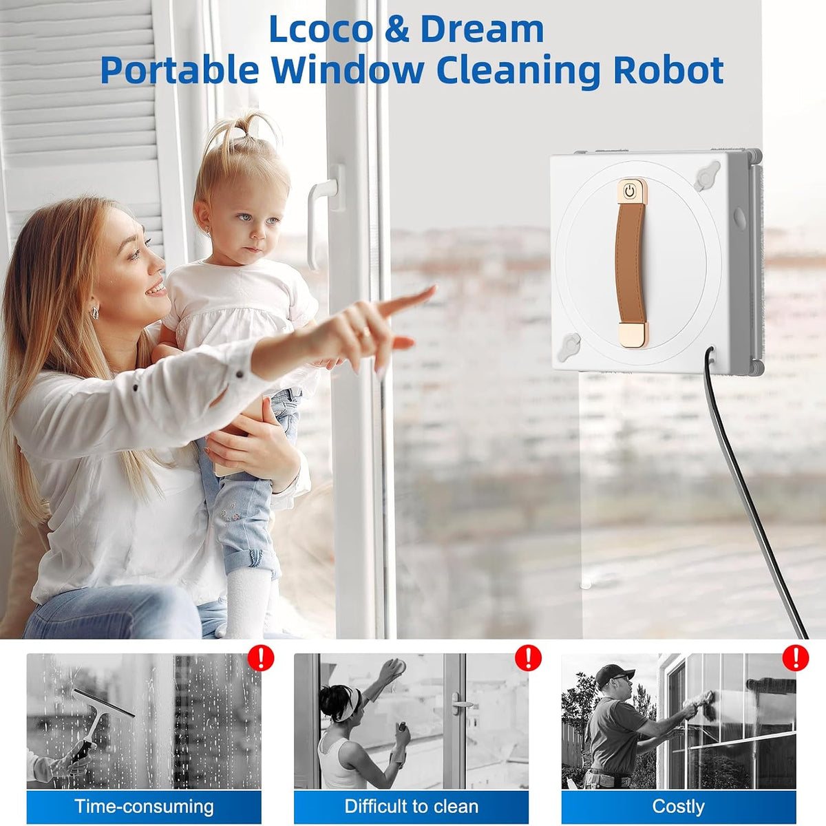 GLE 350 Window Cleaning Robot with 2-Nozzle Dual Spray, Smart Path Planning & Cleaning Modess, Remote Control Smart