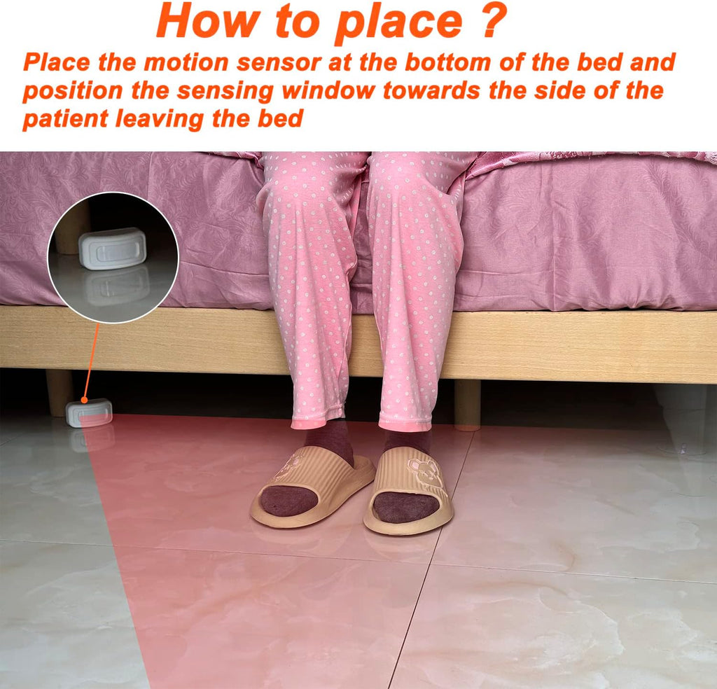 Upgraded Version Bed Sensor Alarm and Fall Prevention for Elderly/Dementia and More,Caregiver Pager Motion Sensor