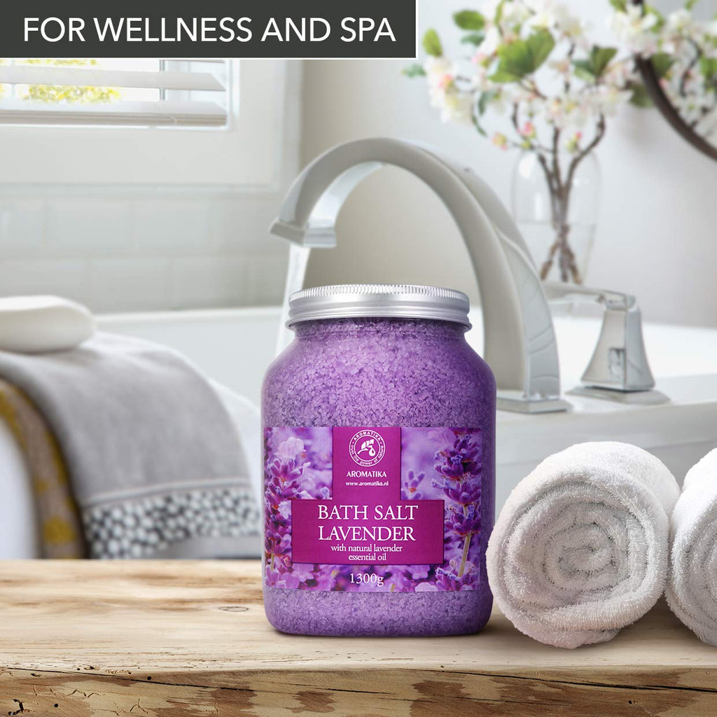 Sea Salt Lavender with Natural Lavender Essential Oil 46 Oz - Lavender Bath Salts - Lavanda Salt 1300g - Best for