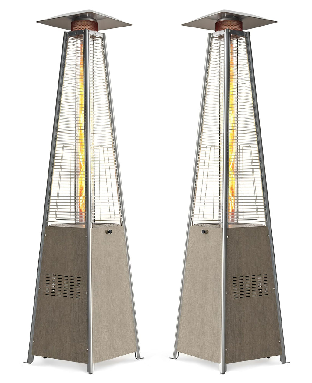 89-Inch 48,000 BTU Outdoor Pyramid Patio Heater with Wood-Grain Finish