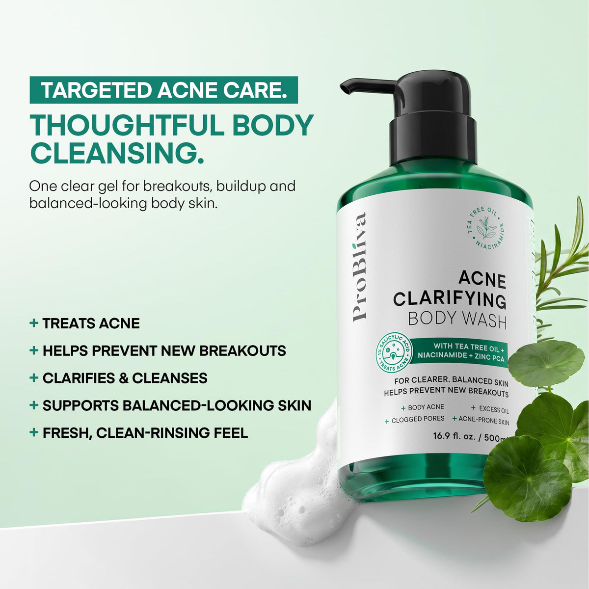 Salicylic Acid Acne Body Wash for Back & Chest, 16.9 Fl Oz