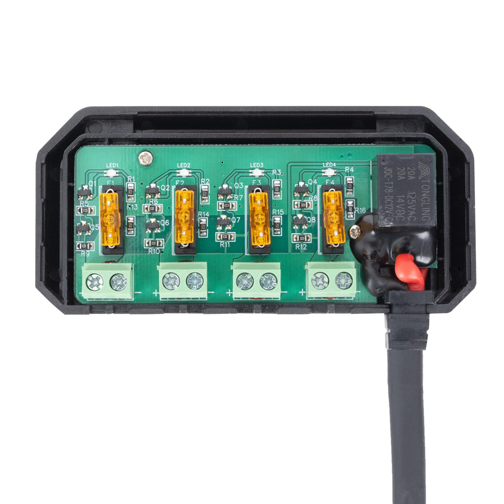 Oxford Motorcycle 12V Fuse Box with Relay. Quick Wiring 4-Way Fuse Holder with Indicator Lights & 5A Fuse for Motorcycle, Motorbike Headlights, Navigation, Phone Holder, Charger, Heated Grips etc.