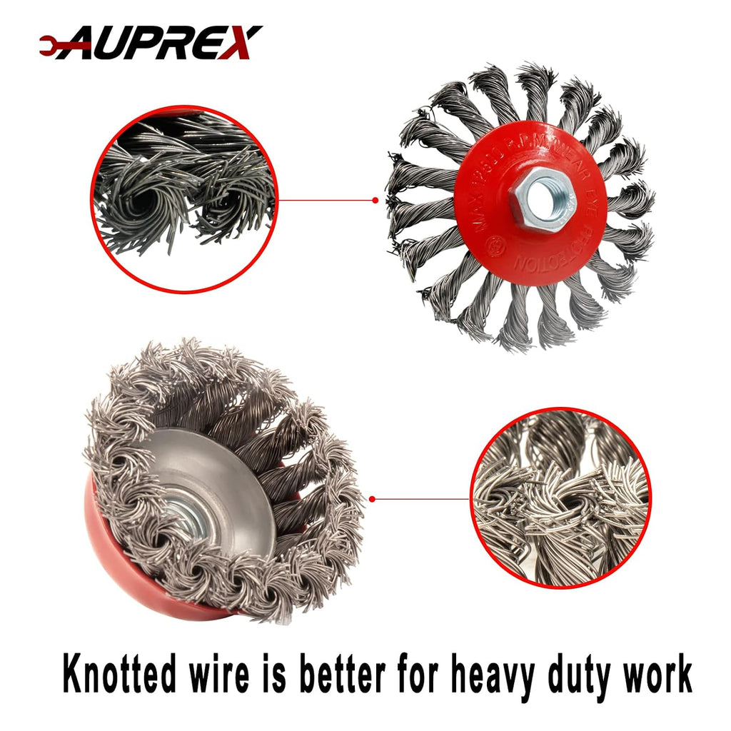 AUPREX 4 Pack Wire Wheel&Cup Brush Set for 4-1/2 Angle Grinder