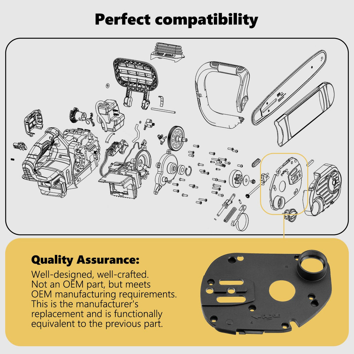 Eopzol 90609778 Chain Cover Replacement for DeWalt Chainsaw Compatible with DCCS620B DCCS620P1 DCCS670X1 DCCS690B DCCS690H1 DCCS690M1 Protective Chain Guard Cover (1)