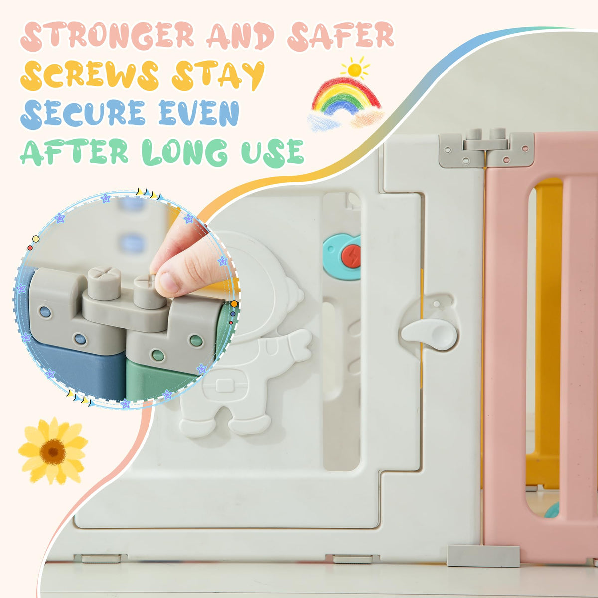 14-Panel Modular Foldable Baby Playpen & Safety Activity Yard (Astronaut Edition) with Locking Walk-Through Gate for Infants & Toddlers