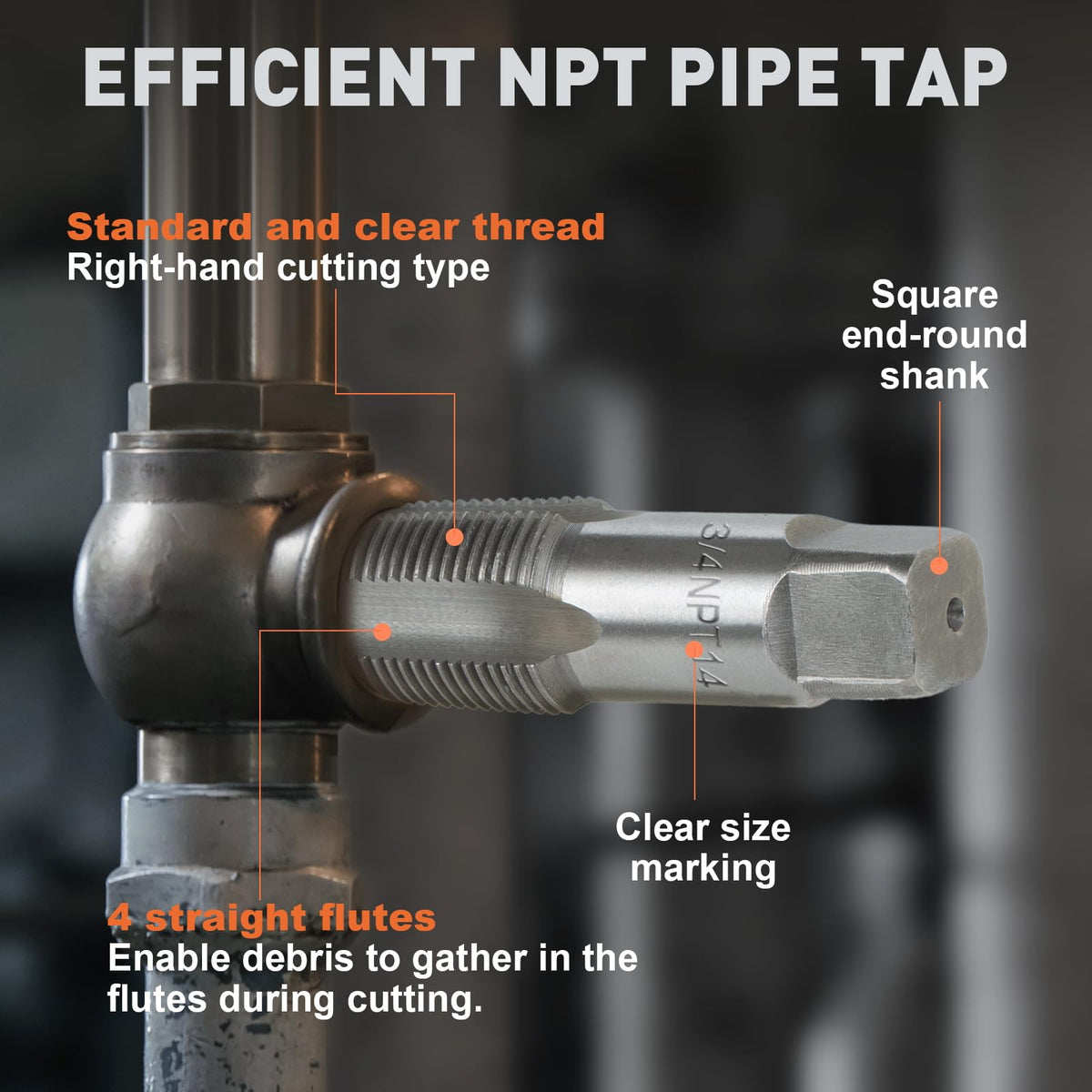 6-Piece NPT Pipe Tap Set, 1", 3/4", 1/2", 3/8", 1/4", 1/8" Taps Threading Tool, Precision Bearing Steel Tap Set Metric and Standard for Clean and Re-Thread Damaged or Jam Pipe Threads in Storage Case