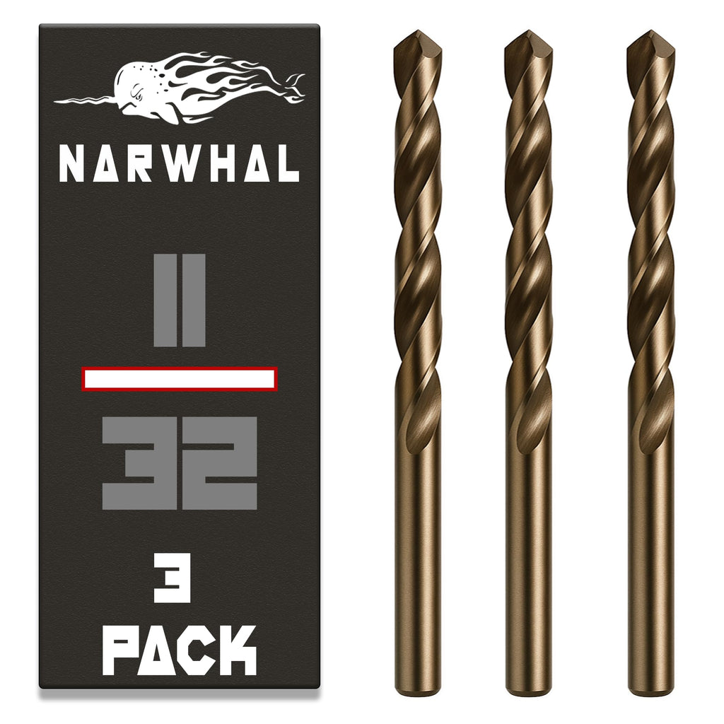 11/32" Cobalt Drill Bits - 3 Pack - 5" Inch Length - M35 Cobalt Drill Bits with Storage Case - Perfect Drill Bits for Metal, Hardened & Stainless Steel, Cast Iron, and More!