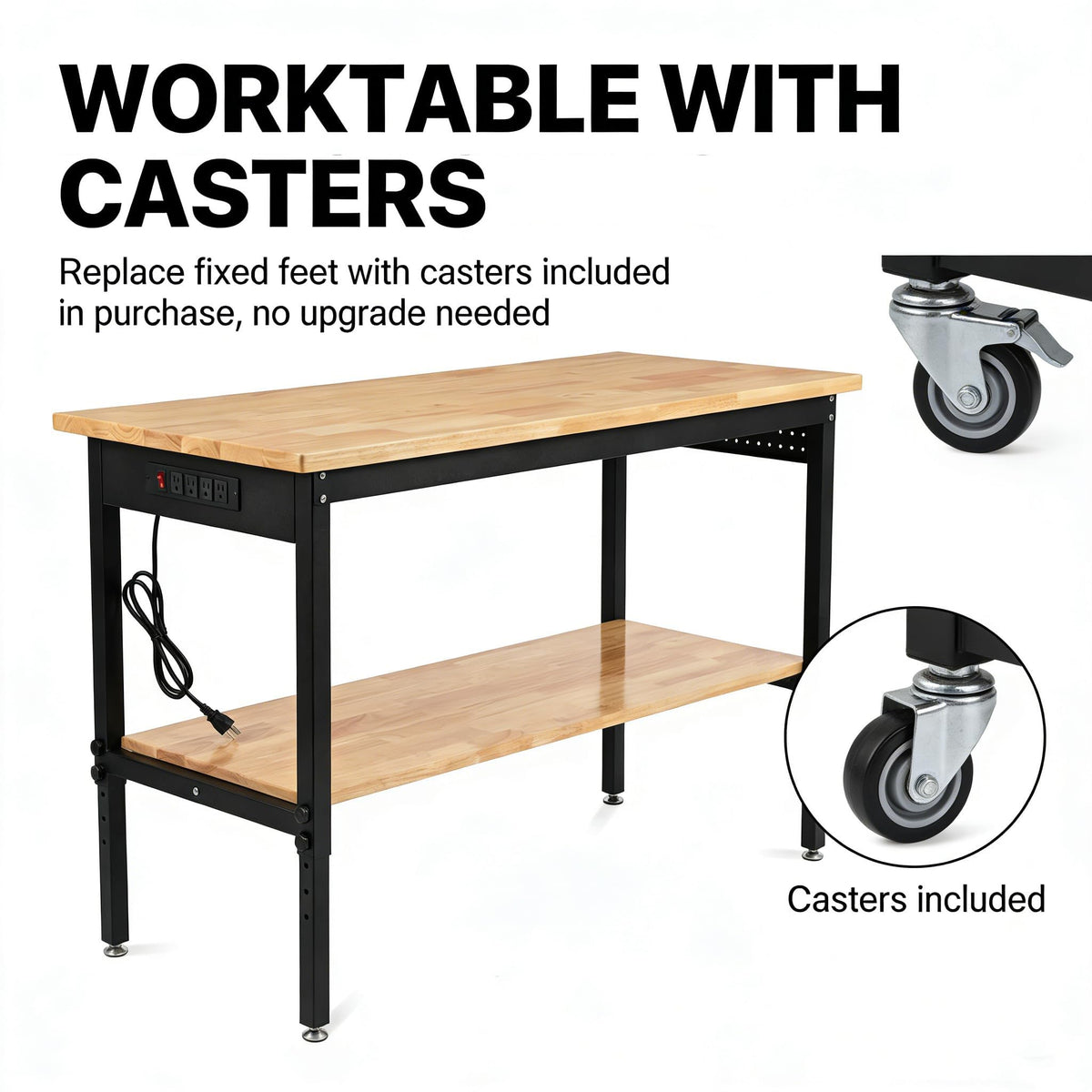 60 Inch Adjustable Height Workbench Garage Work Bench with Storage