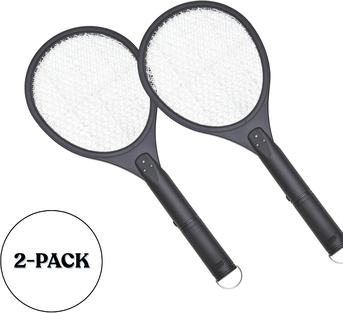 2-Pack Electric Bug Zapper Rackets, Mosquito & Fly Swatter, Battery Operated (Black)
