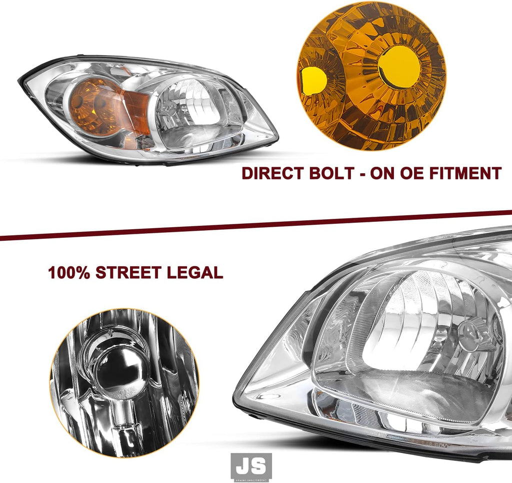 JSBOYAT Headlight Assembly for 2005-2010 Chevy Cobalt 07-10 Pontiac G5