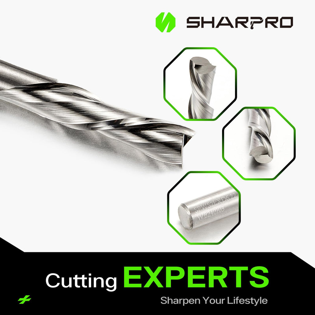 SHARPRO 1/4 Router Bits 1/4 Shank Downcut CNC Bit, End Mill