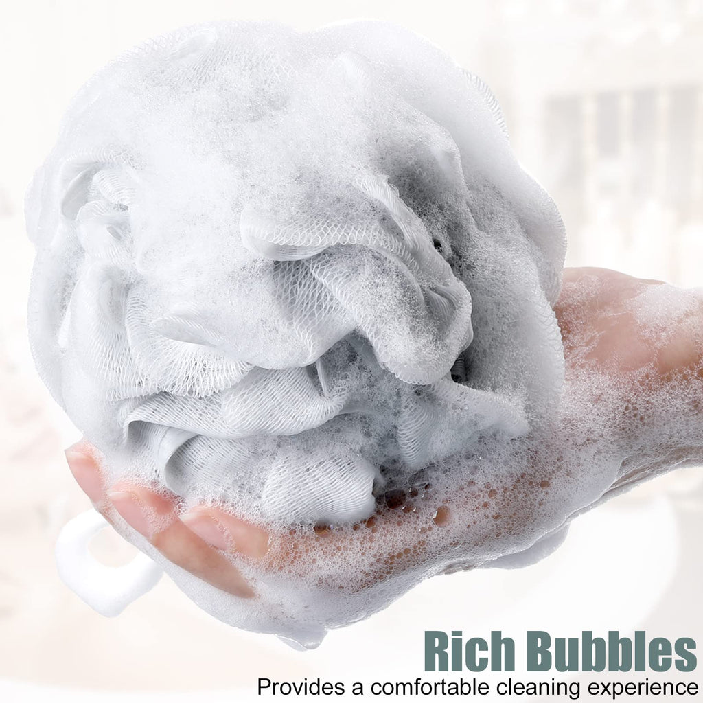 32 Pcs Bath Sponge Shower Loofahs Bulk 60 g Charcoal Large Mesh Puff Soft Scrubber for Men and Women Exfoliating