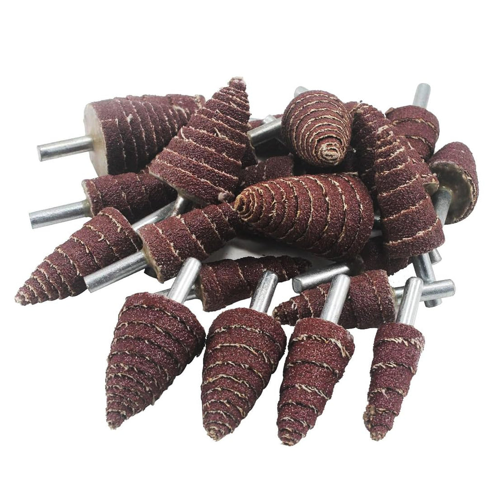 JUNLIXN 20 Pcs 1/4" Shank Cone Shape Drill Flap Sander Kits