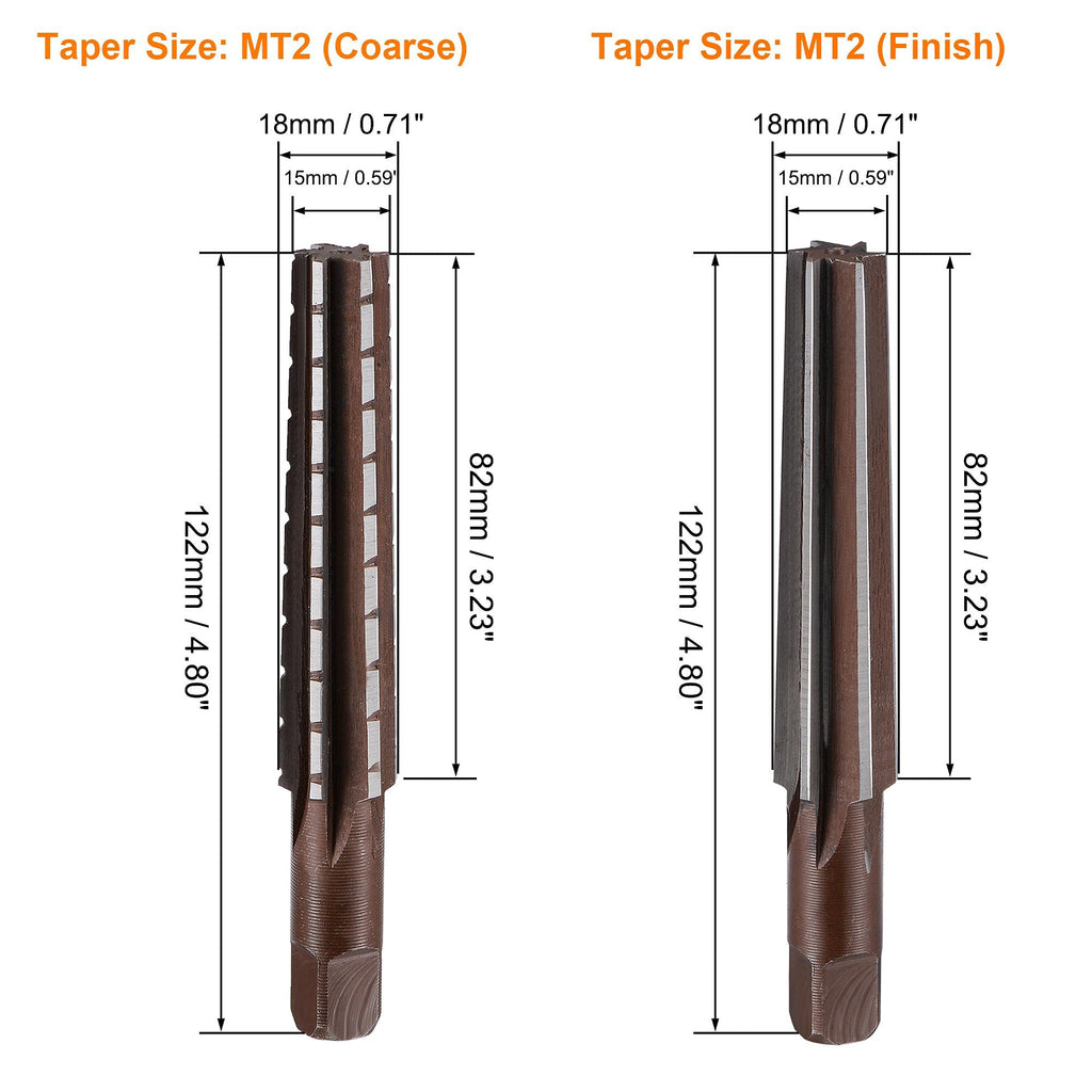 uxcell MT2 Morse Taper Reamer Coarse and Finish Set H8 Accuracy 6 Flutes