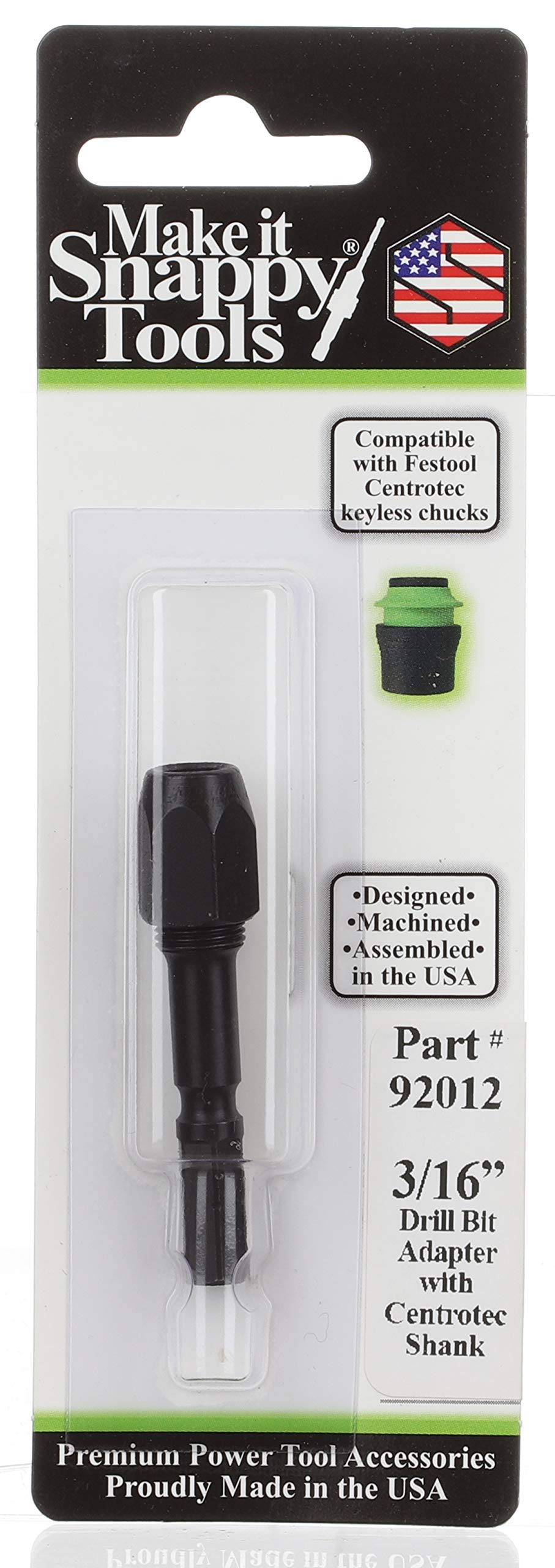 Make it Snappy Tools 3/16 Inch Drill Bit Adapter, Compatible with Festool Centrotec Chucks #92012