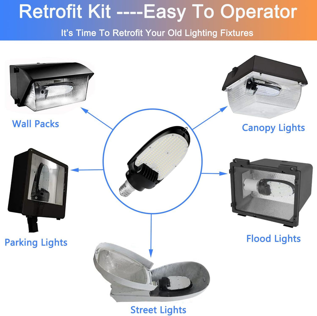 LED Shoebox Retrofit Lamp, 30W/45W/60W Selectable, Rotatable E39/E26 Base