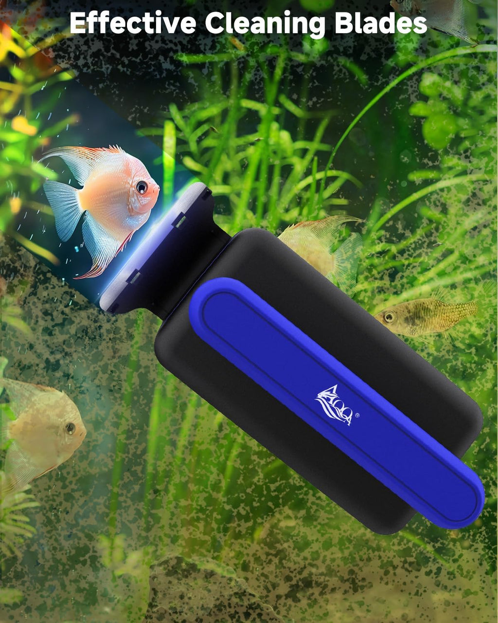 Aquarium Glass Cleaner, Double Side Algae Scraper with 2 Blades