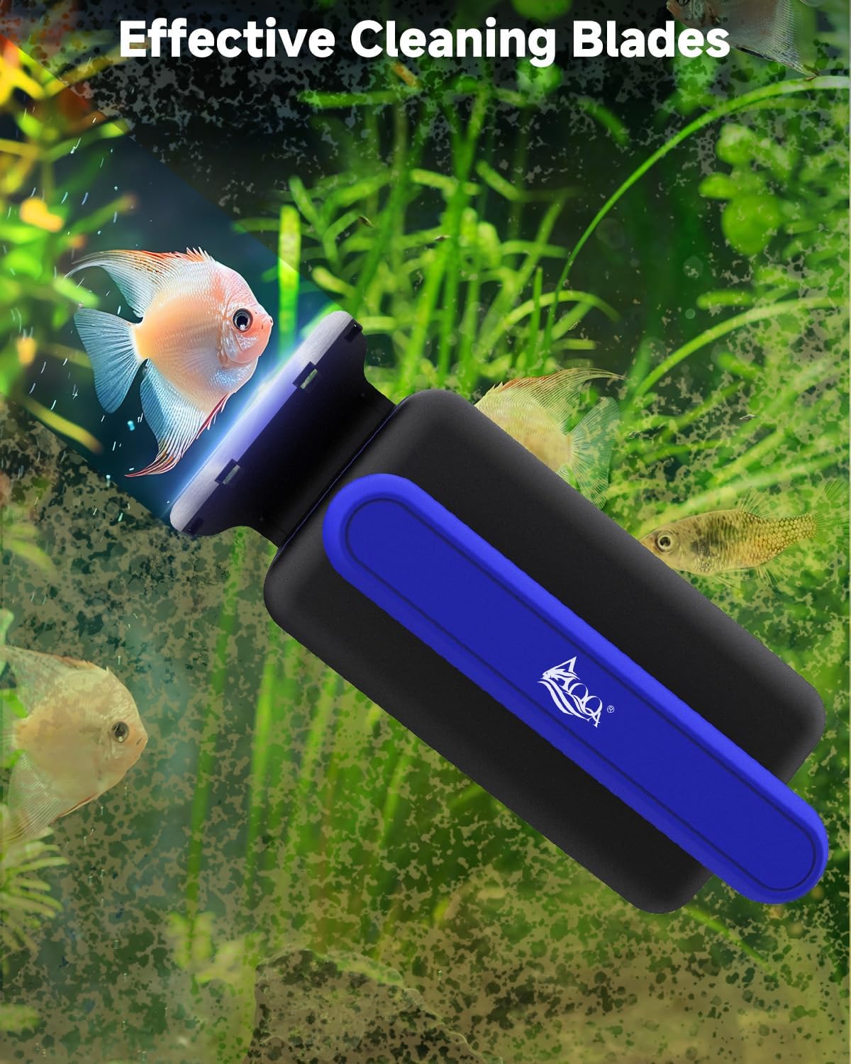 Aquarium Glass Cleaner, Double Side Algae Scraper with 2 Blades