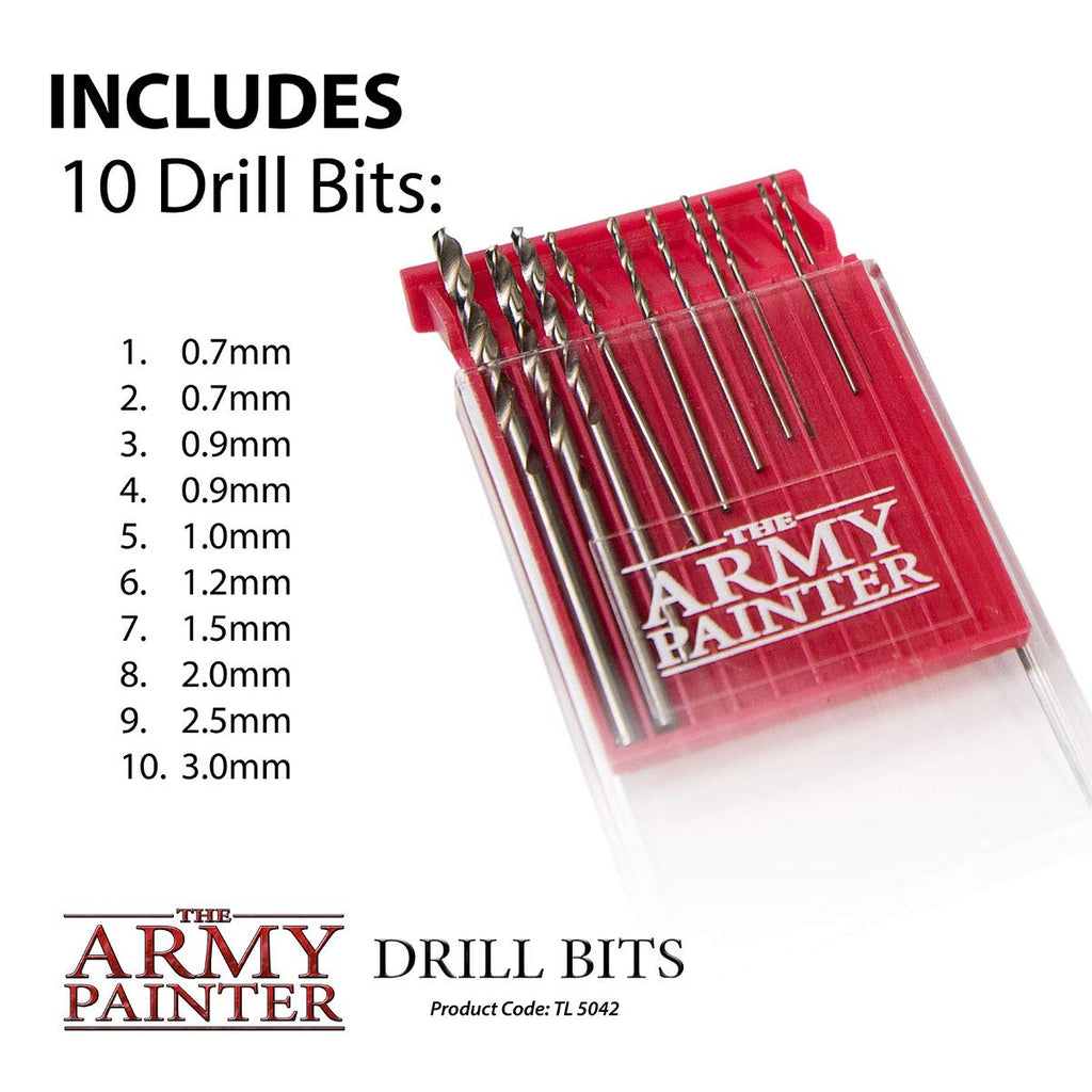 The Army Painter, Drill Bits, Pack of 10 Different Sizes, Ø 0.7mm to 3.0mm