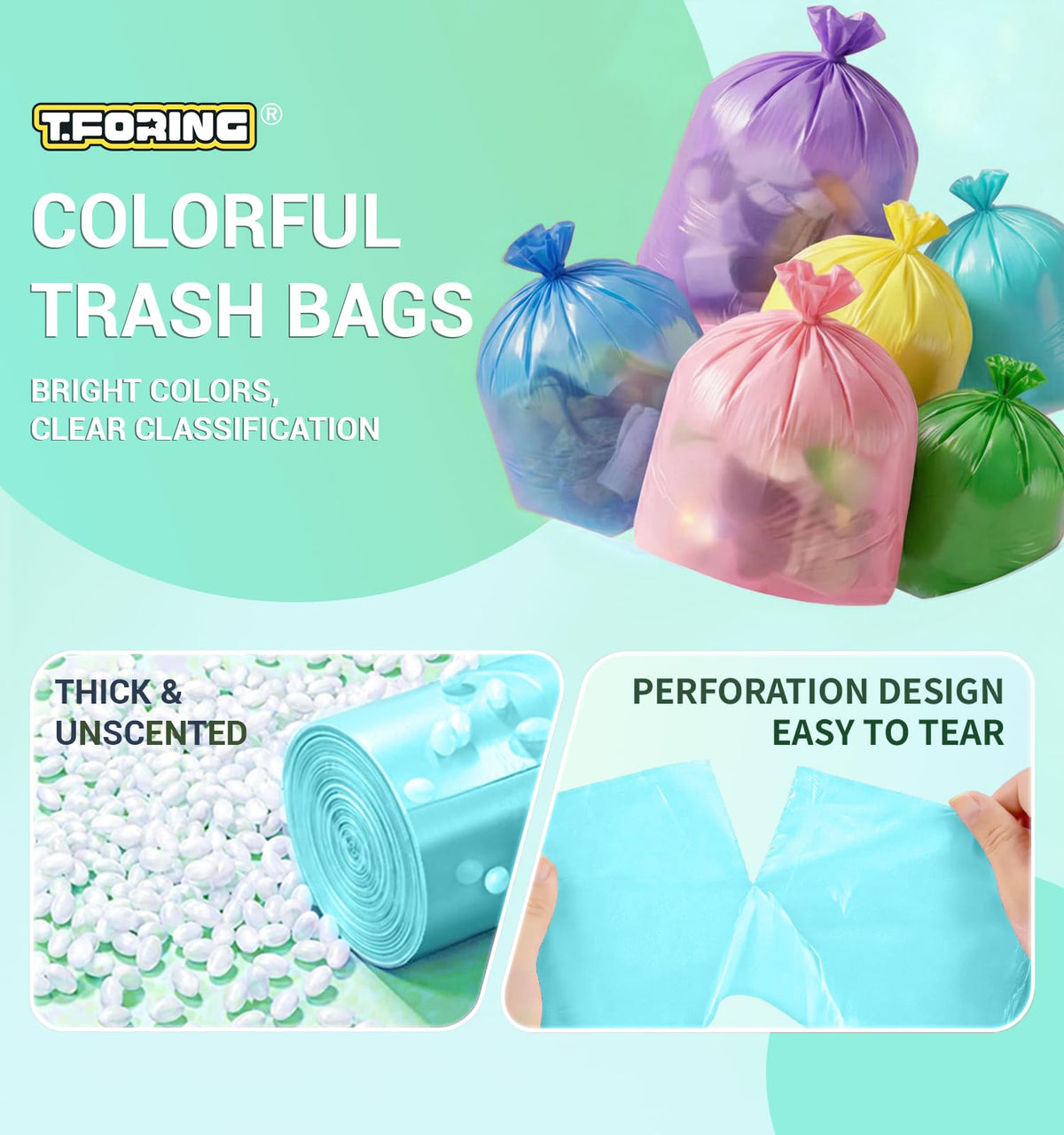 Small Trash Bags 4 Gallon, 0.86 Mil, Unscented, Blue, 150 Count