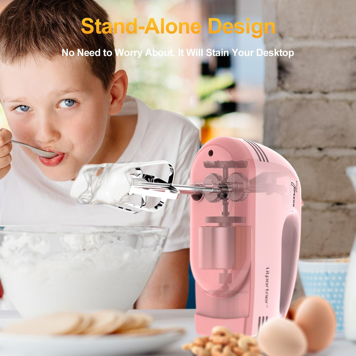 Hand Mixer Electric, Ultra Power Kitchen Hand Mixer With 7-Speed & 5 Stainless Steel Accessories for Whipping Dough
