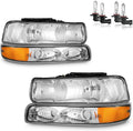 Headlights with High/Low Beam Bulbs for 1999-2002 Chevy Silverado
