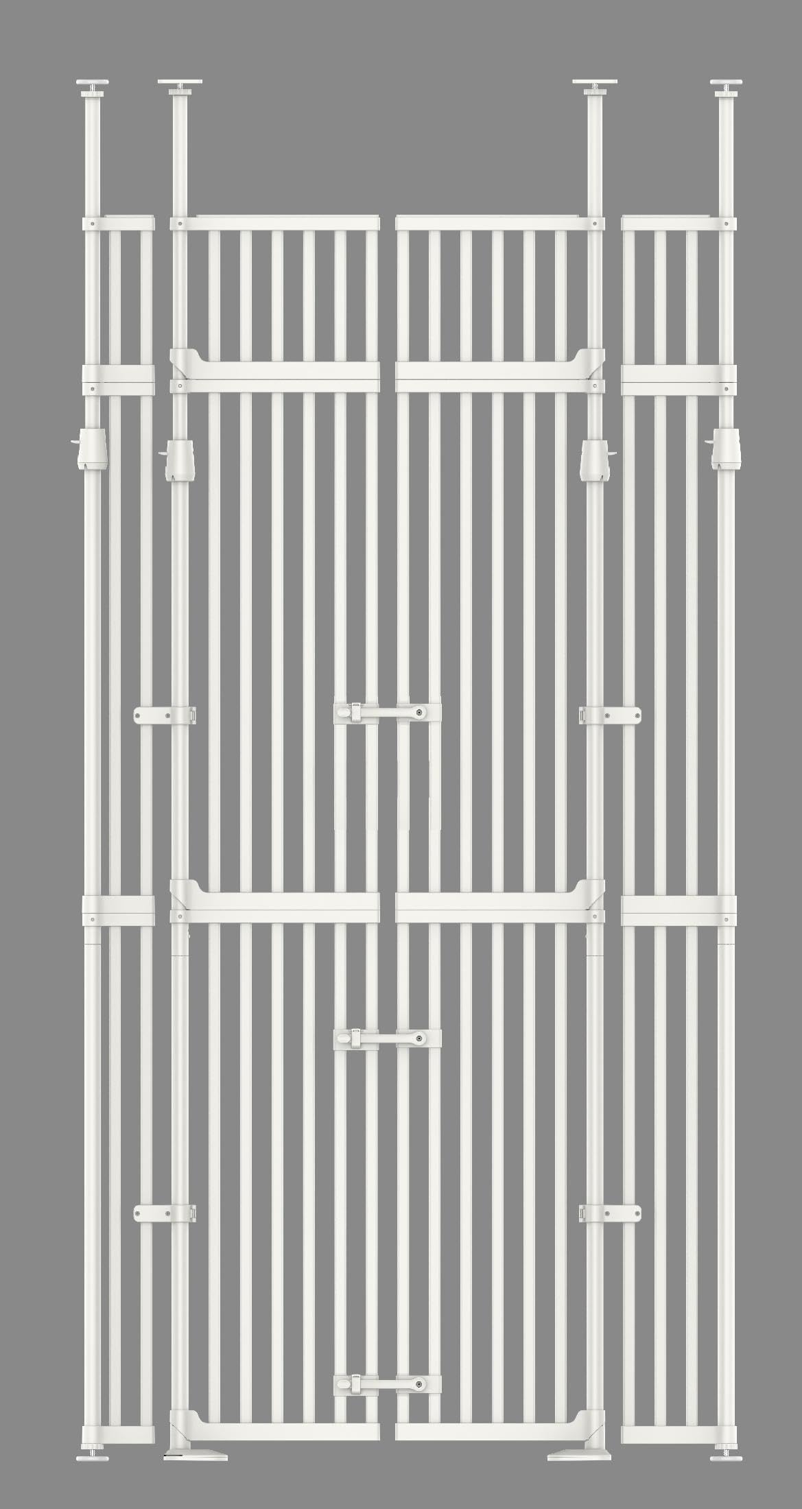 86.7-98" H x 30.3-47.3" W Extra-Tall Full-Height Anti-Jump Cat & Pet Safety Gate with Narrow Bar Spacing & Double-Lock Walk-Through Door for Doorways & Stairs — White