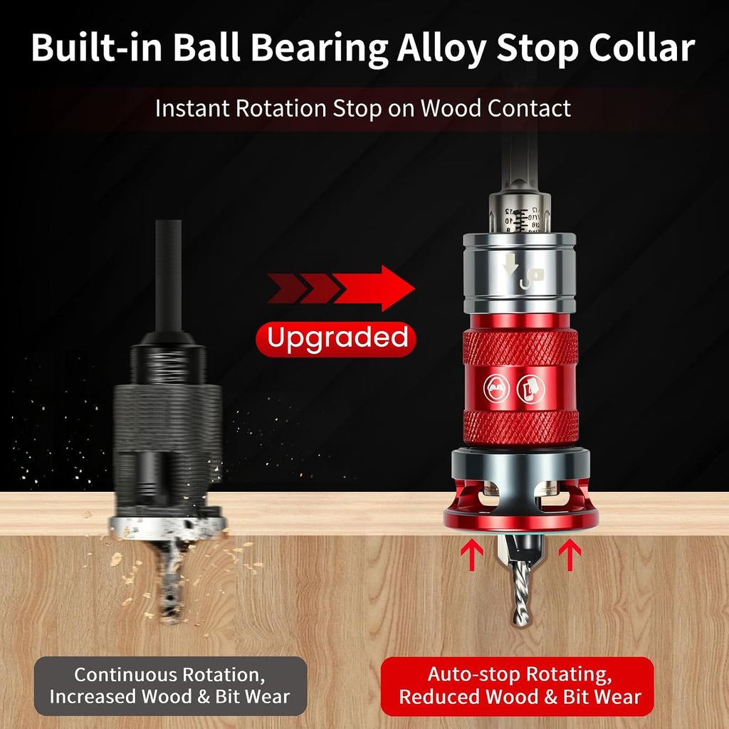 Quick-Adjust Countersink Drill Bit Set, 5 PCS TCT Cutters & HSS Bits