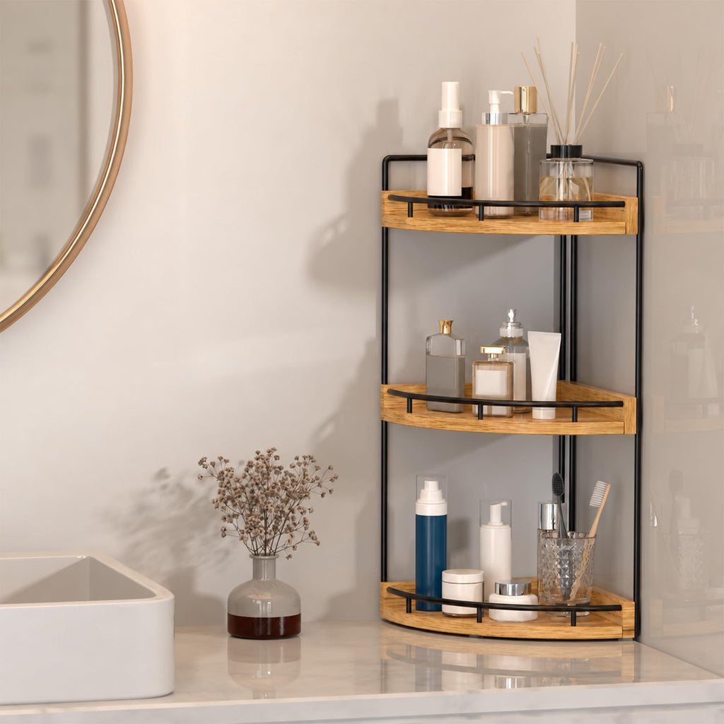 Corner Bathroom Organizer Countertop,Vanity Counter Storage Shelf